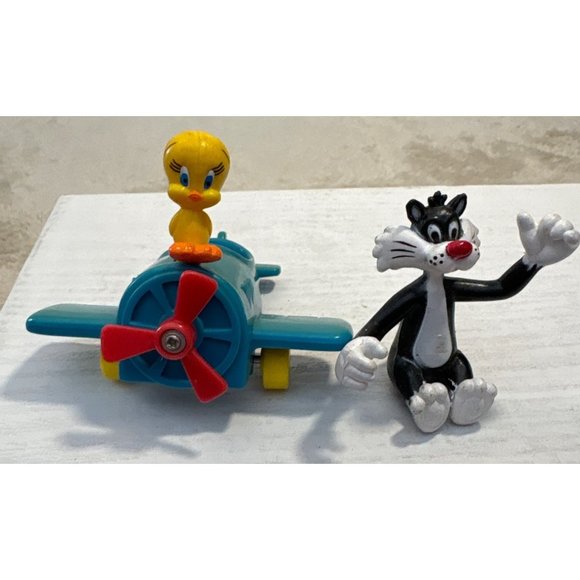 Mcdonald's Happy Meal 1989 Looney Tunes Tweety Bird & Sylvester Plane Figure - Picture 7 of 8